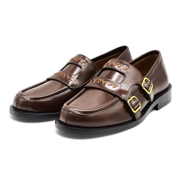Marni Bambi 3.0 Double Buckle Leather Women’s Loafers Brown - NWB $1100 - Picture 2 of 9